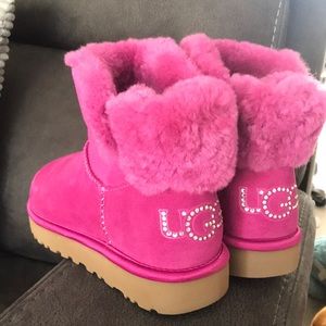 UGG CLASSIC BLING MINI LODGE SUEDE SHEEPSKIN BOOTS